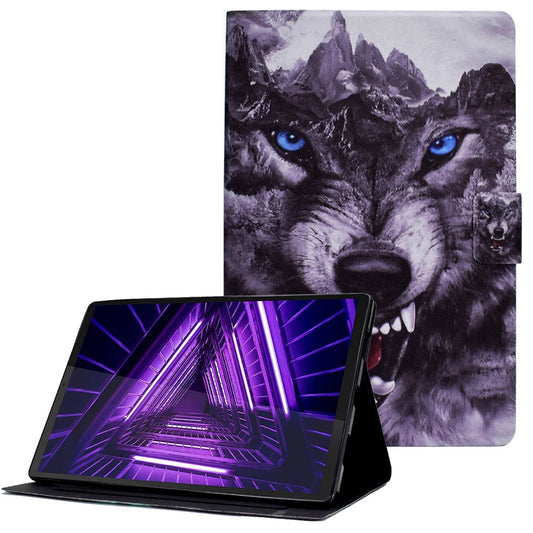 Protective Case for Lenovo Tab M10 Plus (3rd Gen) / Xiaoxin Pad 2022 10.6 inch Pattern Printing Tablet Leather Cover with Card Slots Stand - Wolfhound