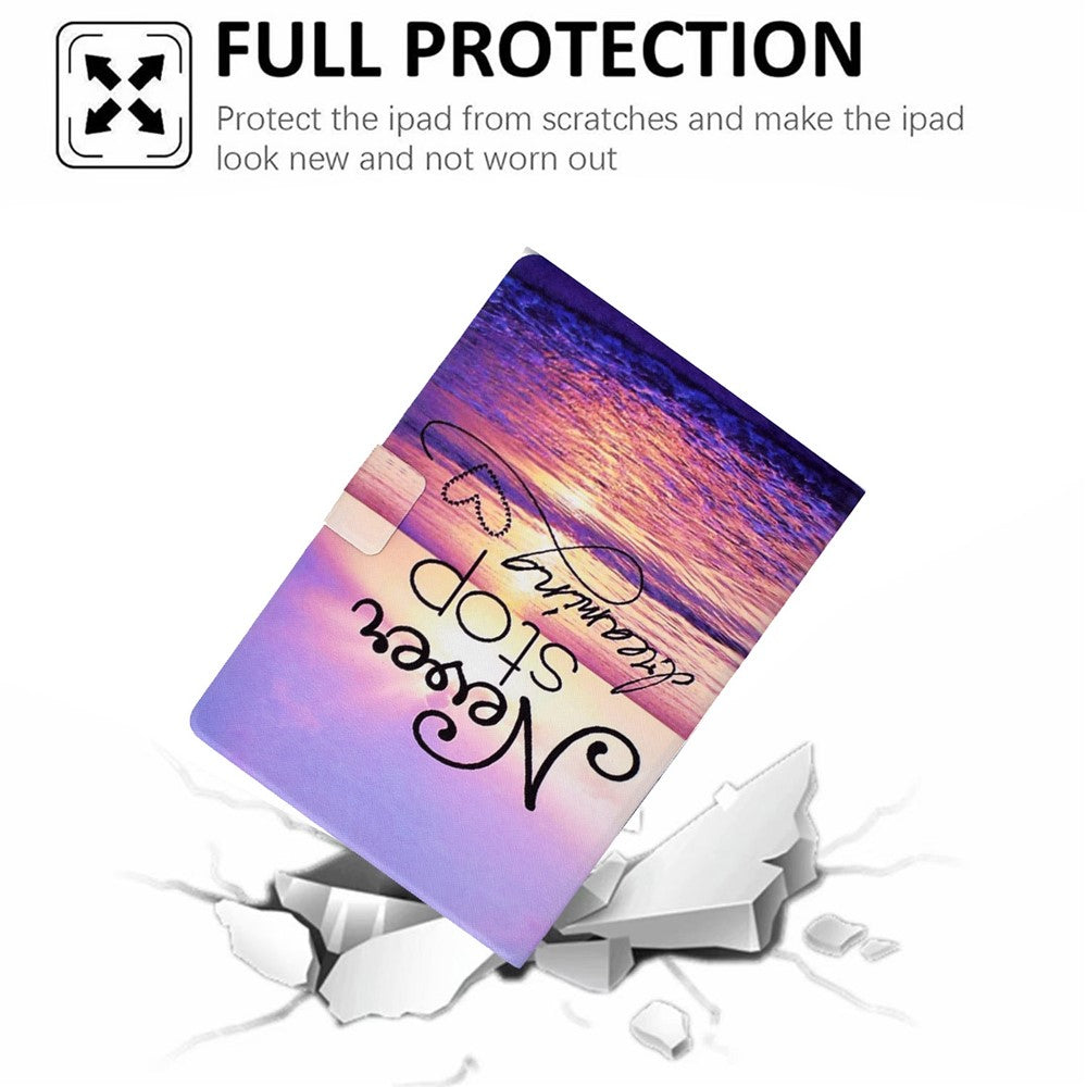Protective Case for Lenovo Tab M10 Plus (3rd Gen) / Xiaoxin Pad 2022 10.6 inch Pattern Printing Tablet Leather Cover with Card Slots Stand - Never Stop Dreaming