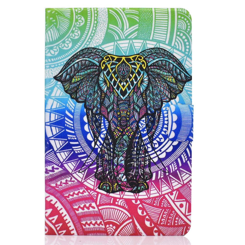 For Lenovo Tab M10 Plus (3rd Gen) / Xiaoxin Pad 2022 10.6 inch PU Leather Case Pattern Printing Card Holder Stand Cover - Elephant
