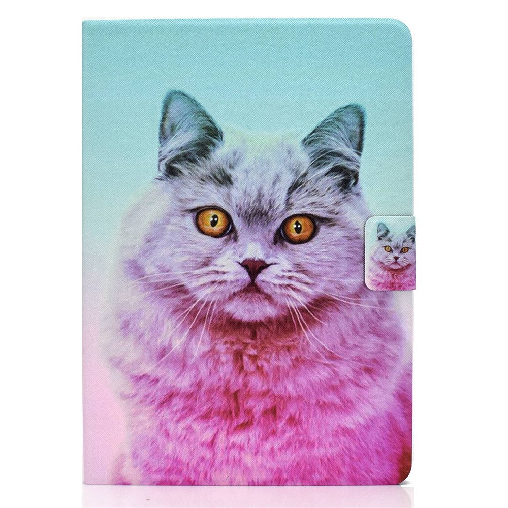 For Lenovo Tab M10 Plus (3rd Gen) / Xiaoxin Pad 2022 10.6 inch PU Leather Case Pattern Printing Card Holder Stand Cover - Pink Cat