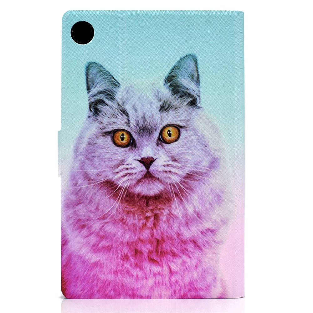 For Lenovo Tab M10 Plus (3rd Gen) / Xiaoxin Pad 2022 10.6 inch PU Leather Case Pattern Printing Card Holder Stand Cover - Pink Cat