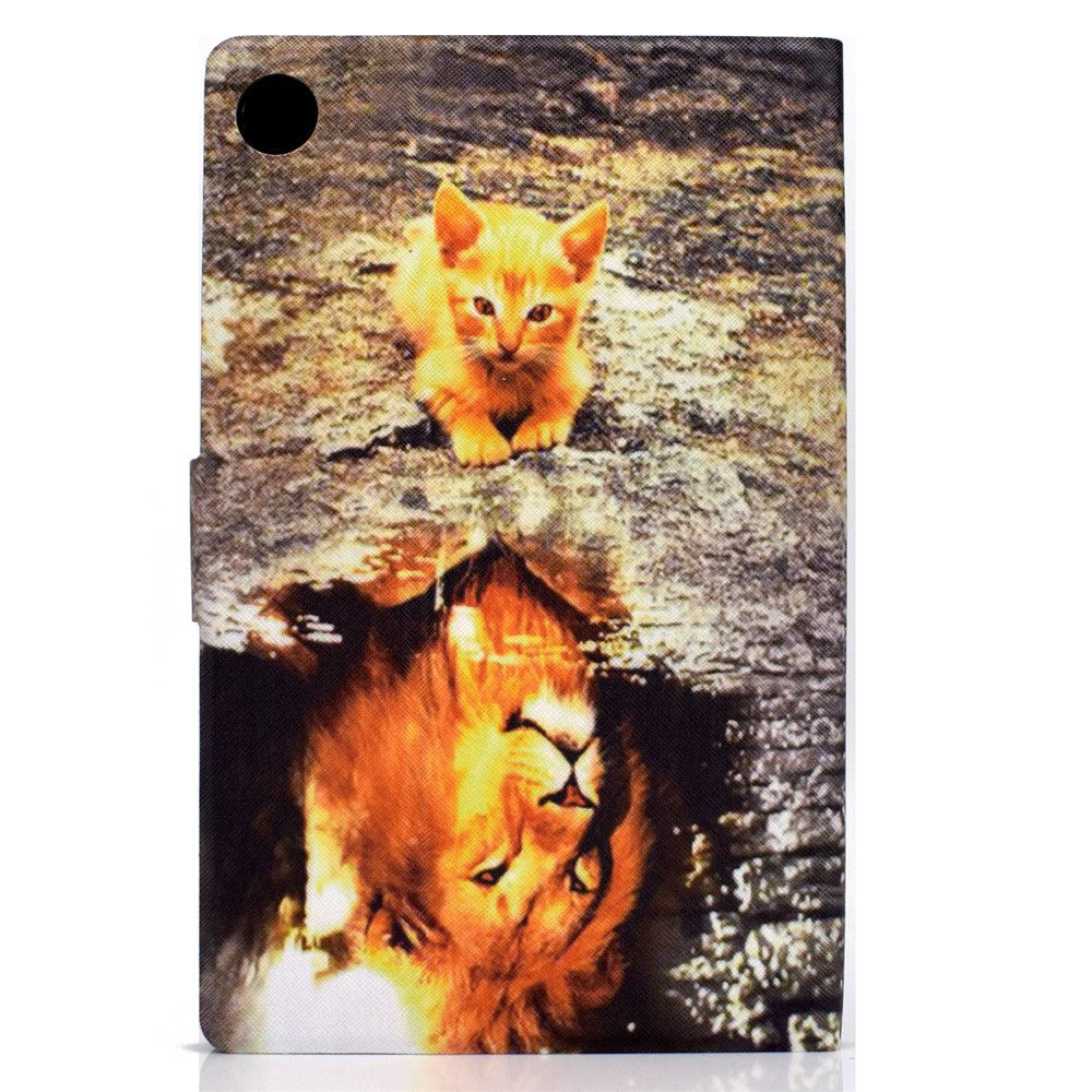 For Lenovo Tab M10 Plus (3rd Gen) / Xiaoxin Pad 2022 10.6 inch PU Leather Case Pattern Printing Card Holder Stand Cover - Cat and Lion