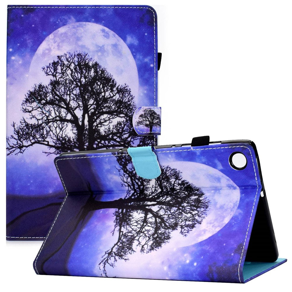 For Lenovo Tab M10 Plus (3rd Gen) / Xiaoxin Pad 2022 10.6 inch PU Leather Smart Auto Wake / Sleep Cover A3 Pattern Printing Stand Card Slots Protective Tablet Case with Pencil Holder - Life Tree