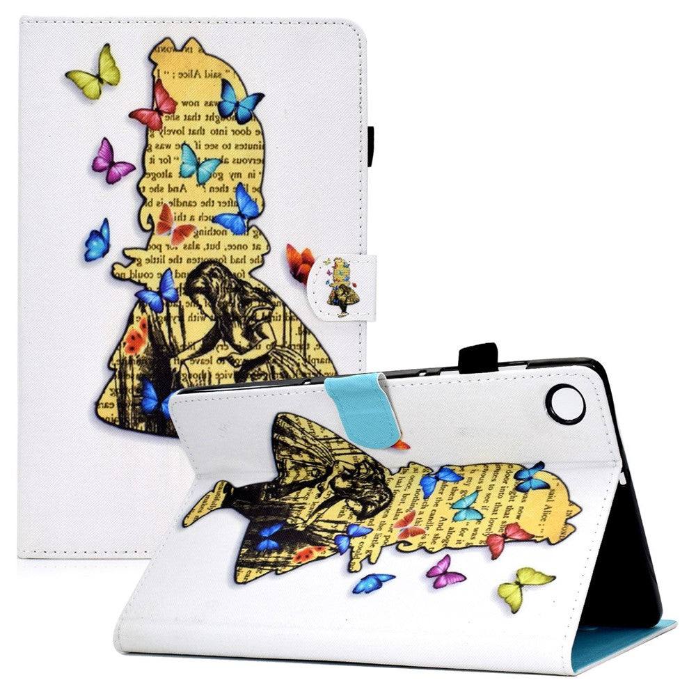 For Lenovo Tab M10 Plus (3rd Gen) / Xiaoxin Pad 2022 10.6 inch PU Leather Smart Auto Wake / Sleep Cover A3 Pattern Printing Stand Card Slots Protective Tablet Case with Pencil Holder - Girl