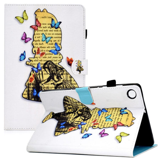 For Lenovo Tab M10 Plus (3rd Gen) / Xiaoxin Pad 2022 10.6 inch PU Leather Smart Auto Wake / Sleep Cover A3 Pattern Printing Stand Card Slots Protective Tablet Case with Pencil Holder - Girl