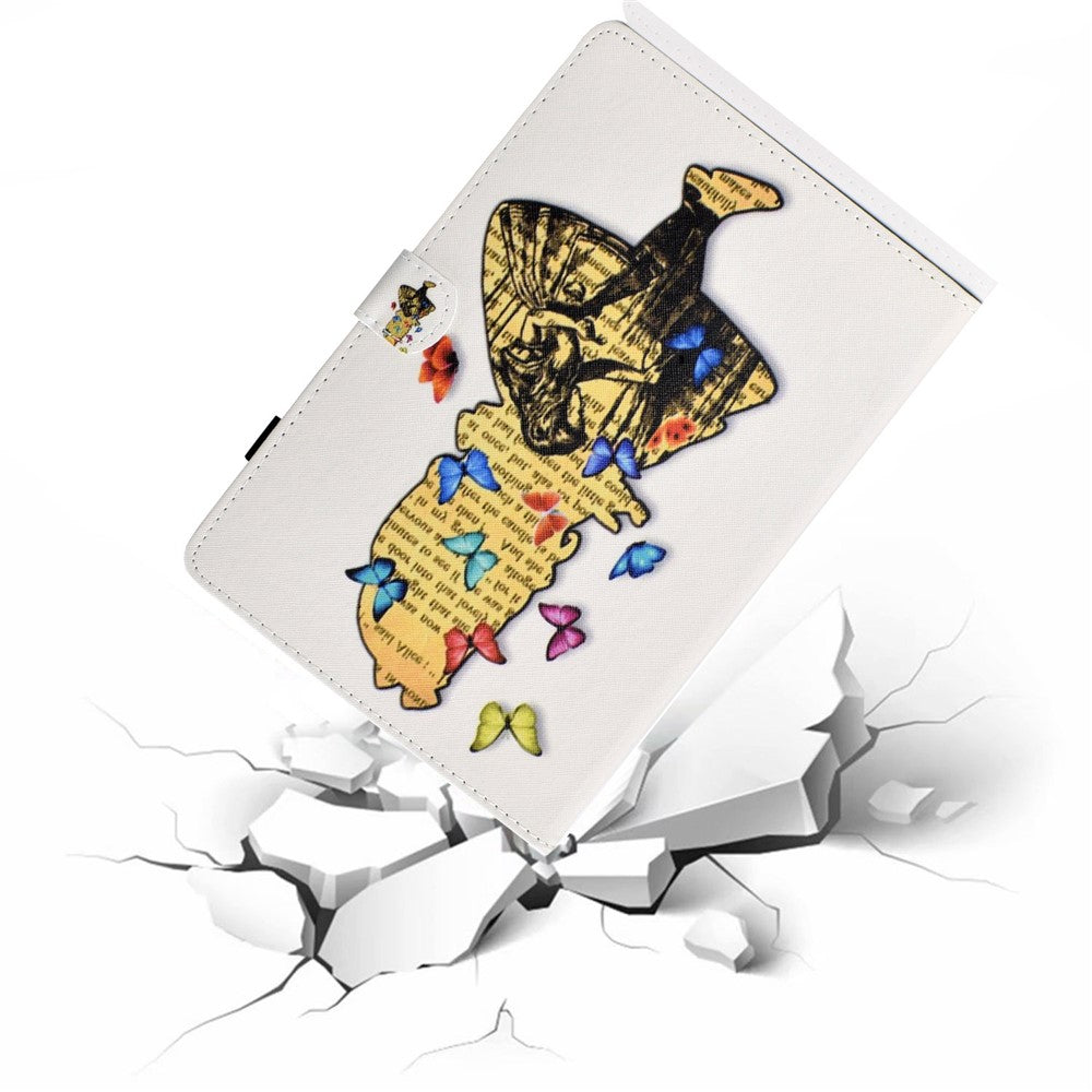 For Lenovo Tab M10 Plus (3rd Gen) / Xiaoxin Pad 2022 10.6 inch PU Leather Smart Auto Wake / Sleep Cover A3 Pattern Printing Stand Card Slots Protective Tablet Case with Pencil Holder - Girl