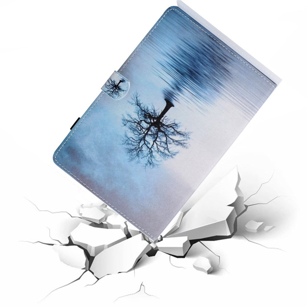 For Lenovo Tab M10 Plus (3rd Gen) / Xiaoxin Pad 2022 10.6 inch PU Leather Smart Auto Wake / Sleep Cover A3 Pattern Printing Stand Card Slots Protective Tablet Case with Pencil Holder - Water Tree