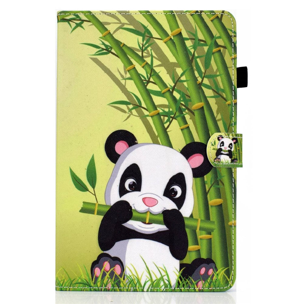 For Lenovo Tab M10 Plus (3rd Gen) / Xiaoxin Pad 2022 10.6 inch PU Leather Smart Auto Wake / Sleep Cover A3 Pattern Printing Stand Card Slots Protective Tablet Case with Pencil Holder - Panda
