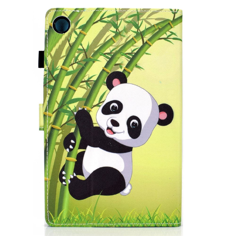 For Lenovo Tab M10 Plus (3rd Gen) / Xiaoxin Pad 2022 10.6 inch PU Leather Smart Auto Wake / Sleep Cover A3 Pattern Printing Stand Card Slots Protective Tablet Case with Pencil Holder - Panda