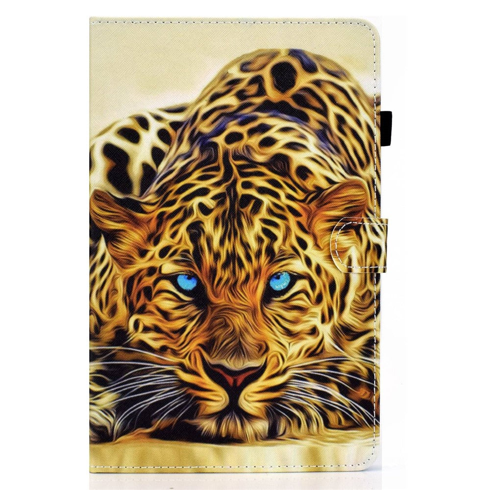 For Lenovo Tab M10 Plus (3rd Gen) / Xiaoxin Pad 2022 10.6 inch PU Leather Smart Auto Wake / Sleep Cover A3 Pattern Printing Stand Card Slots Protective Tablet Case with Pencil Holder - Leopard