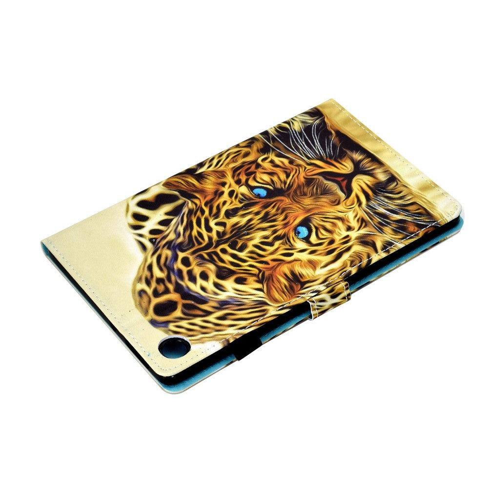For Lenovo Tab M10 Plus (3rd Gen) / Xiaoxin Pad 2022 10.6 inch PU Leather Smart Auto Wake / Sleep Cover A3 Pattern Printing Stand Card Slots Protective Tablet Case with Pencil Holder - Leopard