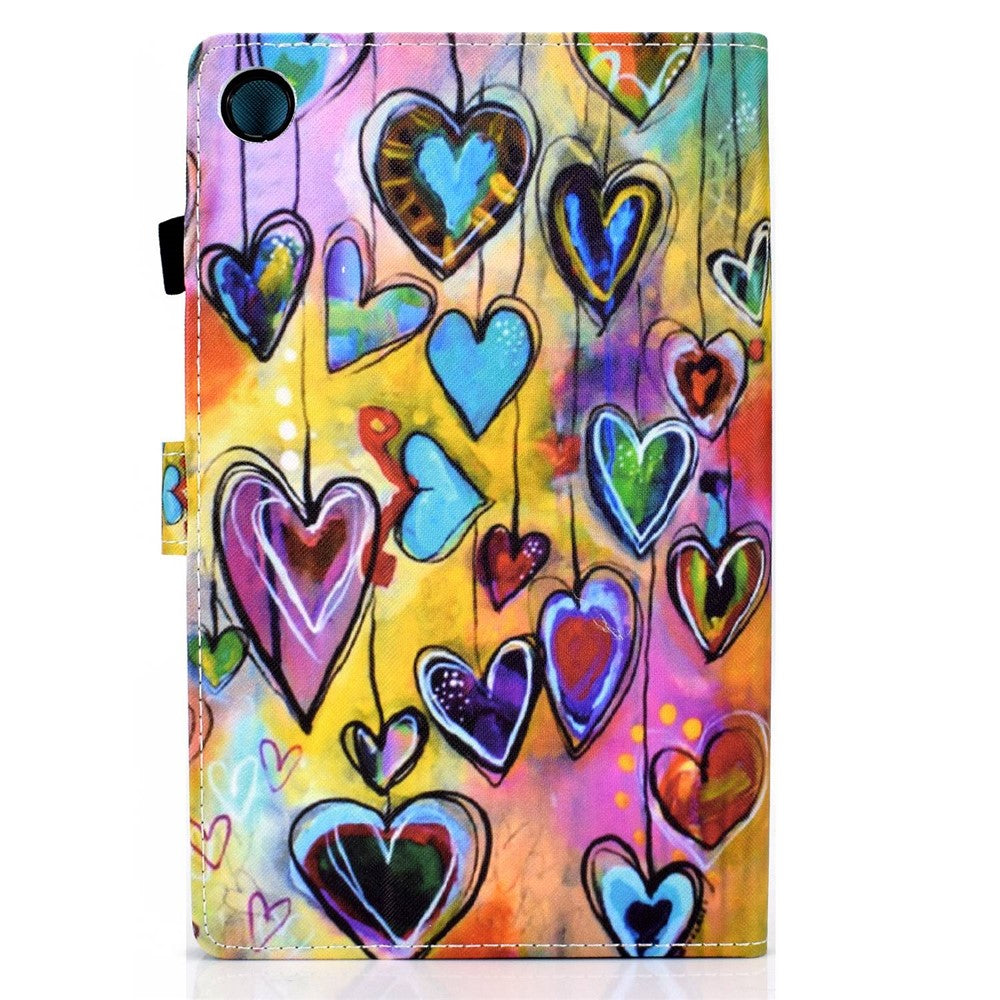 For Lenovo Tab M10 Plus (3rd Gen) / Xiaoxin Pad 2022 10.6 inch PU Leather Smart Auto Wake / Sleep Cover A3 Pattern Printing Stand Card Slots Protective Tablet Case with Pencil Holder - Love Hearts