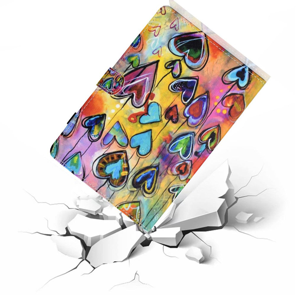 For Lenovo Tab M10 Plus (3rd Gen) / Xiaoxin Pad 2022 10.6 inch PU Leather Smart Auto Wake / Sleep Cover A3 Pattern Printing Stand Card Slots Protective Tablet Case with Pencil Holder - Love Hearts