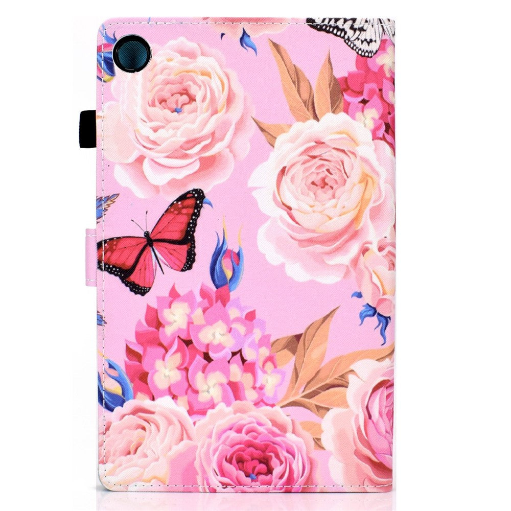 For Lenovo Tab M10 Plus (3rd Gen) / Xiaoxin Pad 2022 10.6 inch PU Leather Smart Auto Wake / Sleep Cover A3 Pattern Printing Stand Card Slots Protective Tablet Case with Pencil Holder - Flower / Butterfly