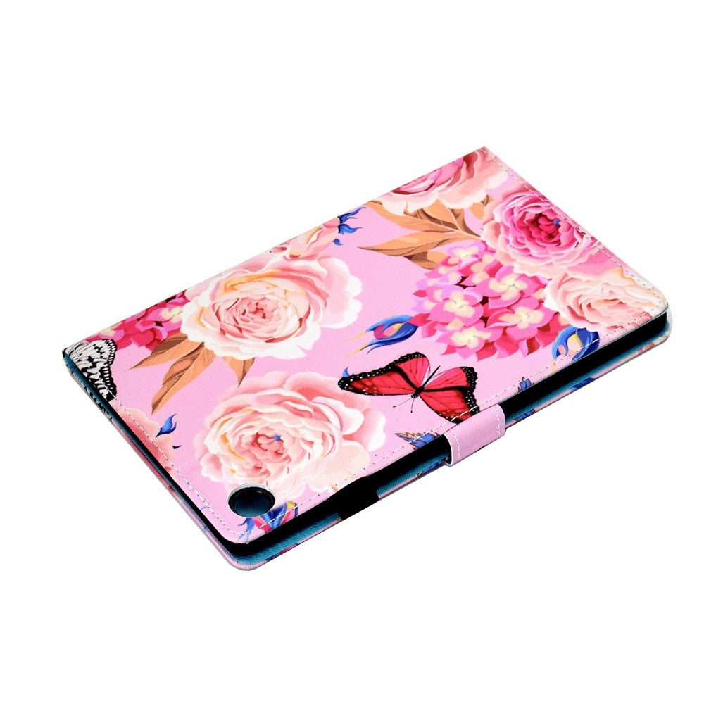 For Lenovo Tab M10 Plus (3rd Gen) / Xiaoxin Pad 2022 10.6 inch PU Leather Smart Auto Wake / Sleep Cover A3 Pattern Printing Stand Card Slots Protective Tablet Case with Pencil Holder - Flower / Butterfly