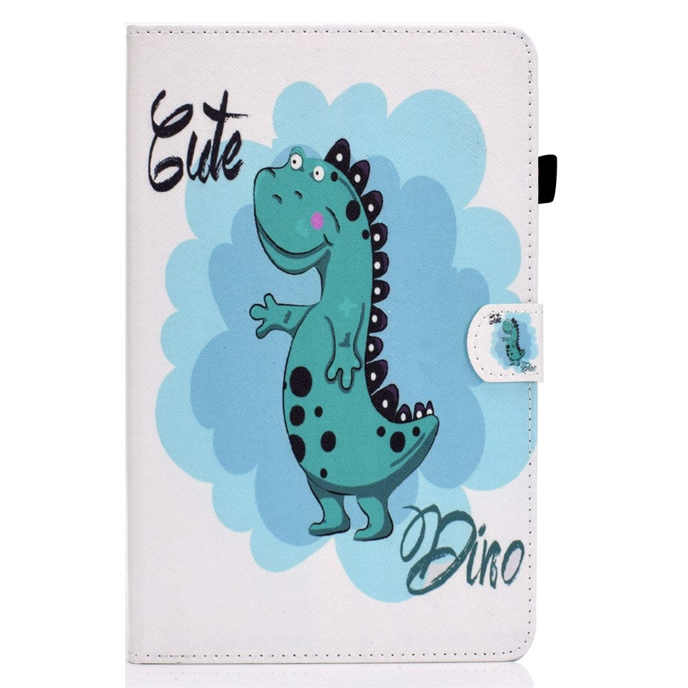 For Lenovo Tab M10 Plus (3rd Gen) / Xiaoxin Pad 2022 10.6 inch PU Leather Smart Auto Wake / Sleep Cover A3 Pattern Printing Stand Card Slots Protective Tablet Case with Pencil Holder - Dinosaur