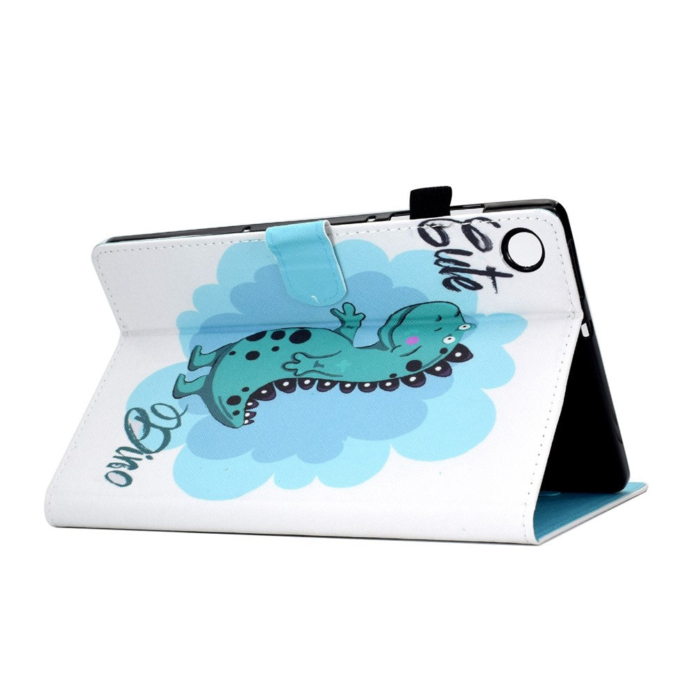 For Lenovo Tab M10 Plus (3rd Gen) / Xiaoxin Pad 2022 10.6 inch PU Leather Smart Auto Wake / Sleep Cover A3 Pattern Printing Stand Card Slots Protective Tablet Case with Pencil Holder - Dinosaur
