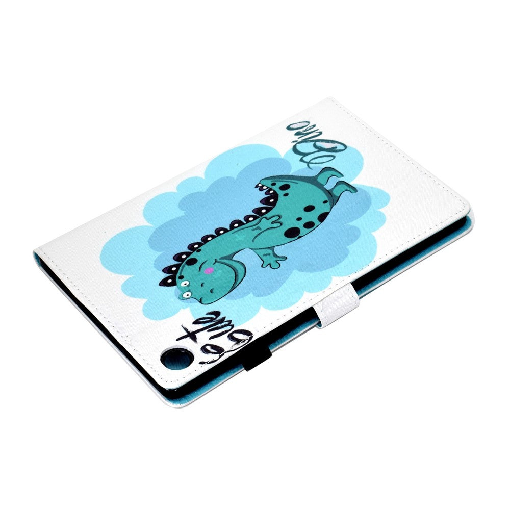 For Lenovo Tab M10 Plus (3rd Gen) / Xiaoxin Pad 2022 10.6 inch PU Leather Smart Auto Wake / Sleep Cover A3 Pattern Printing Stand Card Slots Protective Tablet Case with Pencil Holder - Dinosaur