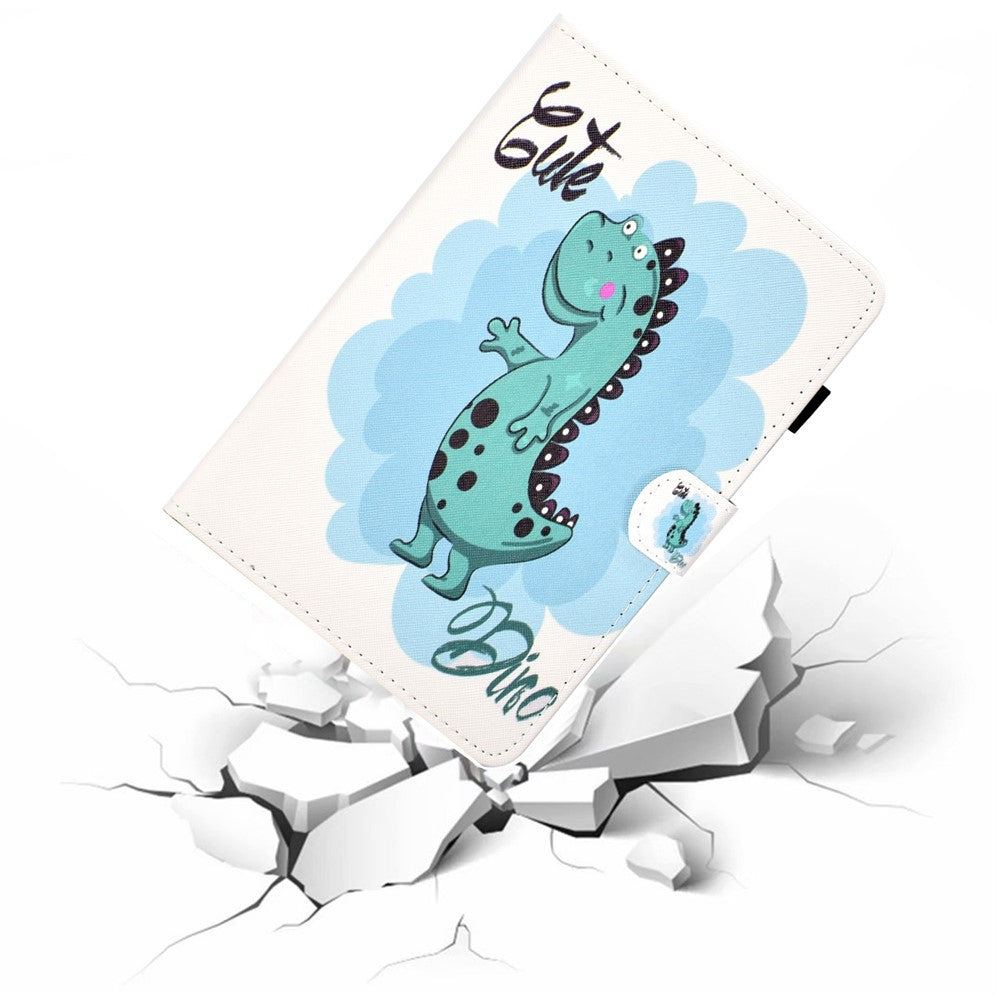 For Lenovo Tab M10 Plus (3rd Gen) / Xiaoxin Pad 2022 10.6 inch PU Leather Smart Auto Wake / Sleep Cover A3 Pattern Printing Stand Card Slots Protective Tablet Case with Pencil Holder - Dinosaur