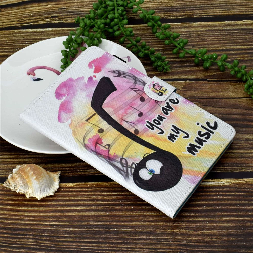 For Lenovo Tab M10 Plus (3rd Gen) / Xiaoxin Pad 2022 10.6 inch PU Leather Smart Auto Wake / Sleep Cover A3 Pattern Printing Stand Card Slots Protective Tablet Case with Pencil Holder - Music