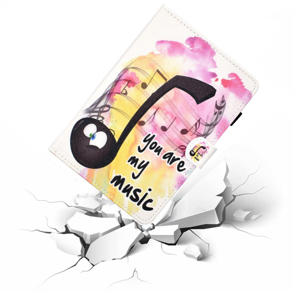 For Lenovo Tab M10 Plus (3rd Gen) / Xiaoxin Pad 2022 10.6 inch PU Leather Smart Auto Wake / Sleep Cover A3 Pattern Printing Stand Card Slots Protective Tablet Case with Pencil Holder - Music