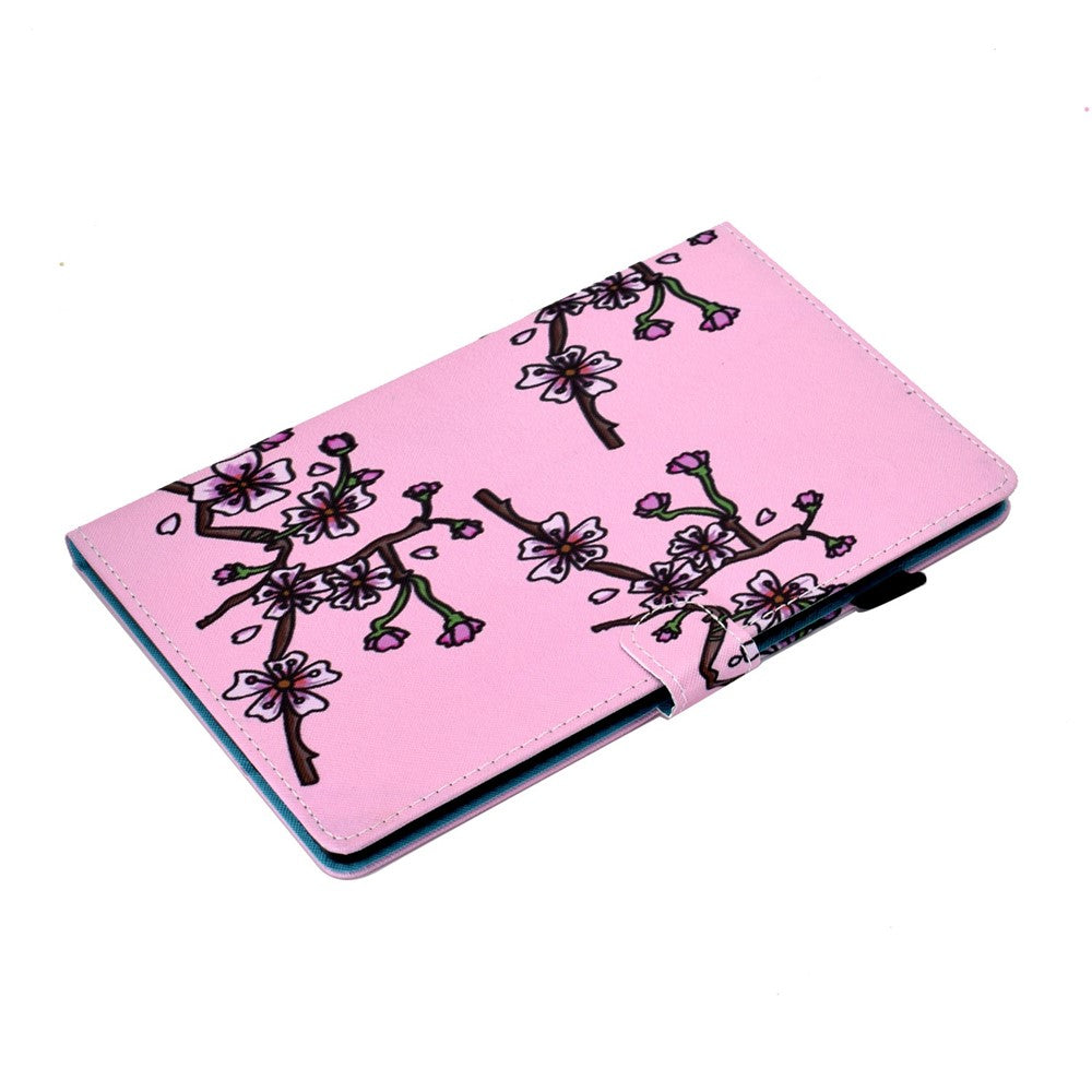 For Lenovo Tab M10 Plus (3rd Gen) / Xiaoxin Pad 2022 10.6 inch PU Leather Smart Auto Wake / Sleep Cover A3 Pattern Printing Stand Card Slots Protective Tablet Case with Pencil Holder - Plum Blossom