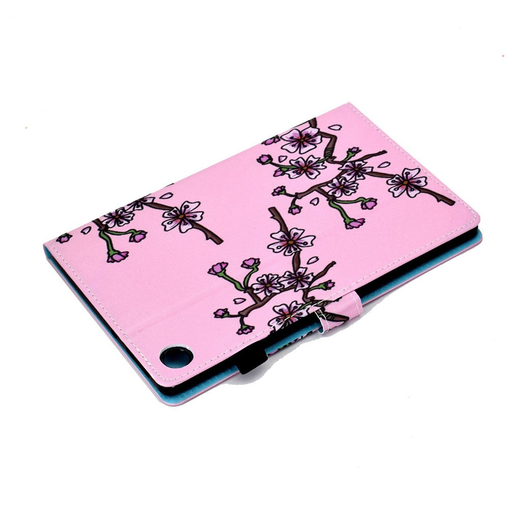 For Lenovo Tab M10 Plus (3rd Gen) / Xiaoxin Pad 2022 10.6 inch PU Leather Smart Auto Wake / Sleep Cover A3 Pattern Printing Stand Card Slots Protective Tablet Case with Pencil Holder - Plum Blossom