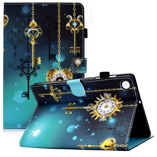 For Lenovo Tab M10 Plus (3rd Gen) / Xiaoxin Pad 2022 10.6 inch PU Leather Smart Auto Wake / Sleep Cover A3 Pattern Printing Stand Card Slots Protective Tablet Case with Pencil Holder - Antique Clock