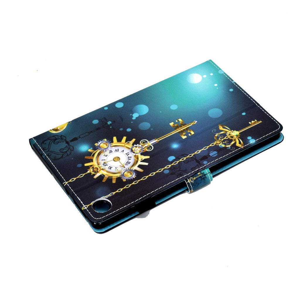 For Lenovo Tab M10 Plus (3rd Gen) / Xiaoxin Pad 2022 10.6 inch PU Leather Smart Auto Wake / Sleep Cover A3 Pattern Printing Stand Card Slots Protective Tablet Case with Pencil Holder - Antique Clock