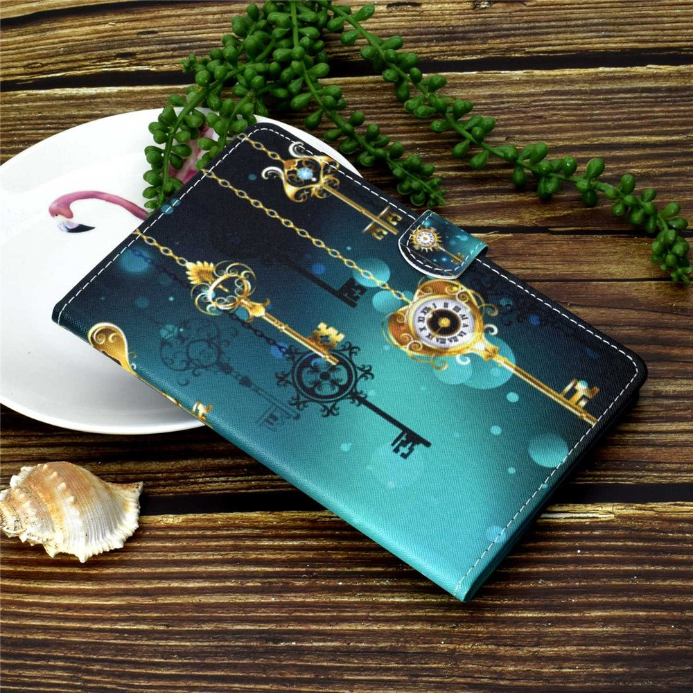 For Lenovo Tab M10 Plus (3rd Gen) / Xiaoxin Pad 2022 10.6 inch PU Leather Smart Auto Wake / Sleep Cover A3 Pattern Printing Stand Card Slots Protective Tablet Case with Pencil Holder - Antique Clock