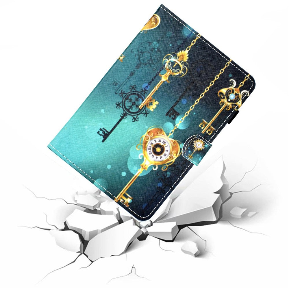 For Lenovo Tab M10 Plus (3rd Gen) / Xiaoxin Pad 2022 10.6 inch PU Leather Smart Auto Wake / Sleep Cover A3 Pattern Printing Stand Card Slots Protective Tablet Case with Pencil Holder - Antique Clock