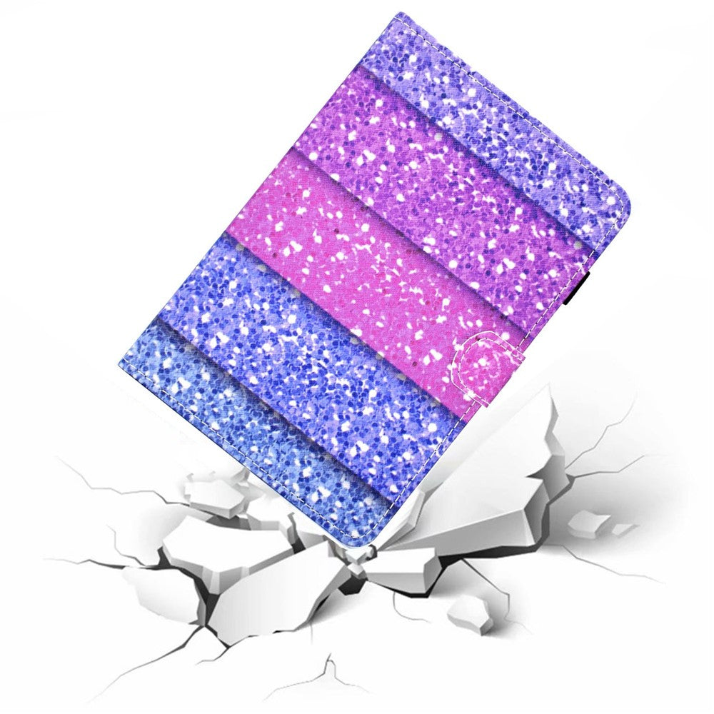 For Lenovo Tab M10 Plus (3rd Gen) / Xiaoxin Pad 2022 10.6 inch PU Leather Smart Auto Wake / Sleep Cover A3 Pattern Printing Stand Card Slots Protective Tablet Case with Pencil Holder - Colorful Quicksand