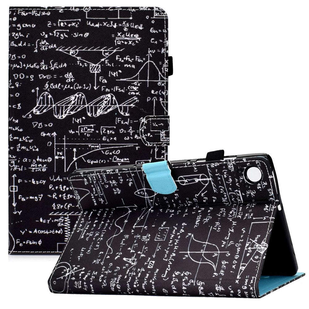 For Lenovo Tab M10 Plus (3rd Gen) / Xiaoxin Pad 2022 10.6 inch PU Leather Smart Auto Wake / Sleep Cover A3 Pattern Printing Stand Card Slots Protective Tablet Case with Pencil Holder - Equation