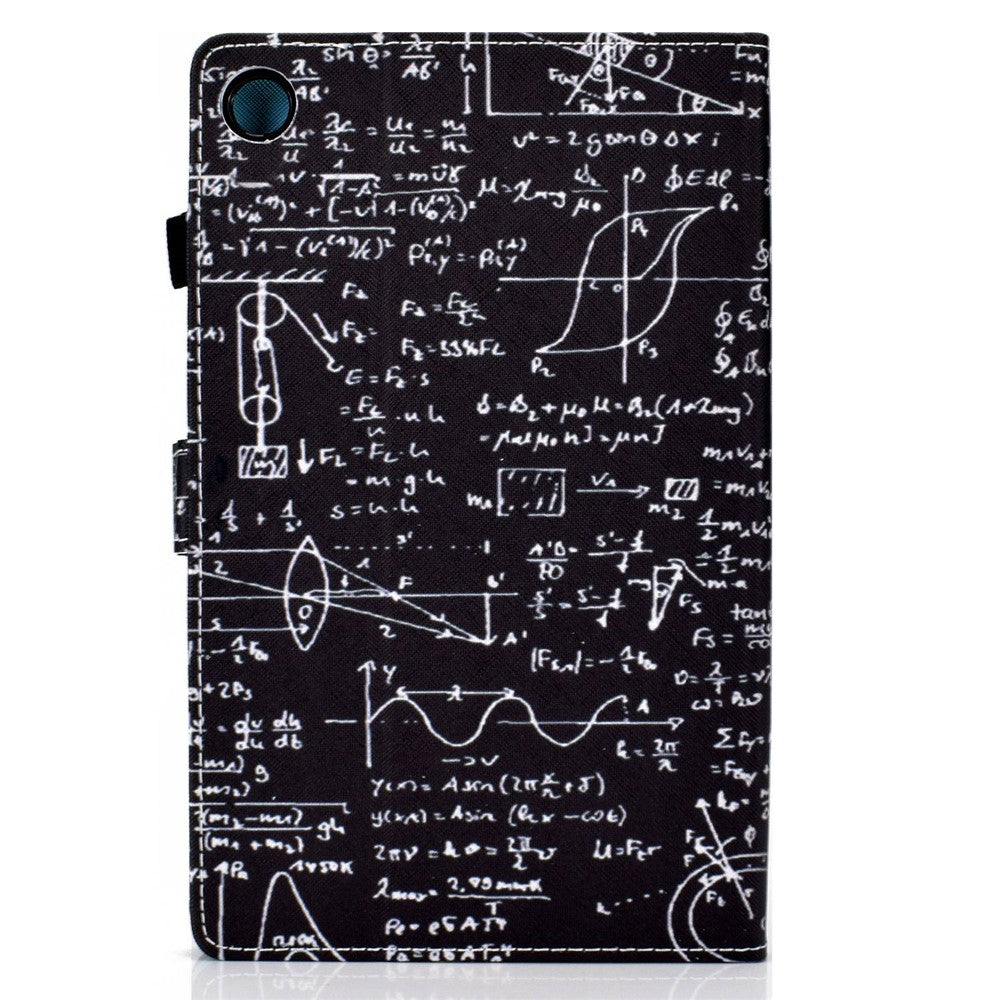 For Lenovo Tab M10 Plus (3rd Gen) / Xiaoxin Pad 2022 10.6 inch PU Leather Smart Auto Wake / Sleep Cover A3 Pattern Printing Stand Card Slots Protective Tablet Case with Pencil Holder - Equation