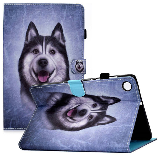 For Lenovo Tab M10 Plus (3rd Gen) / Xiaoxin Pad 2022 10.6 inch PU Leather Smart Auto Wake / Sleep Cover A3 Pattern Printing Stand Card Slots Protective Tablet Case with Pencil Holder - Husky