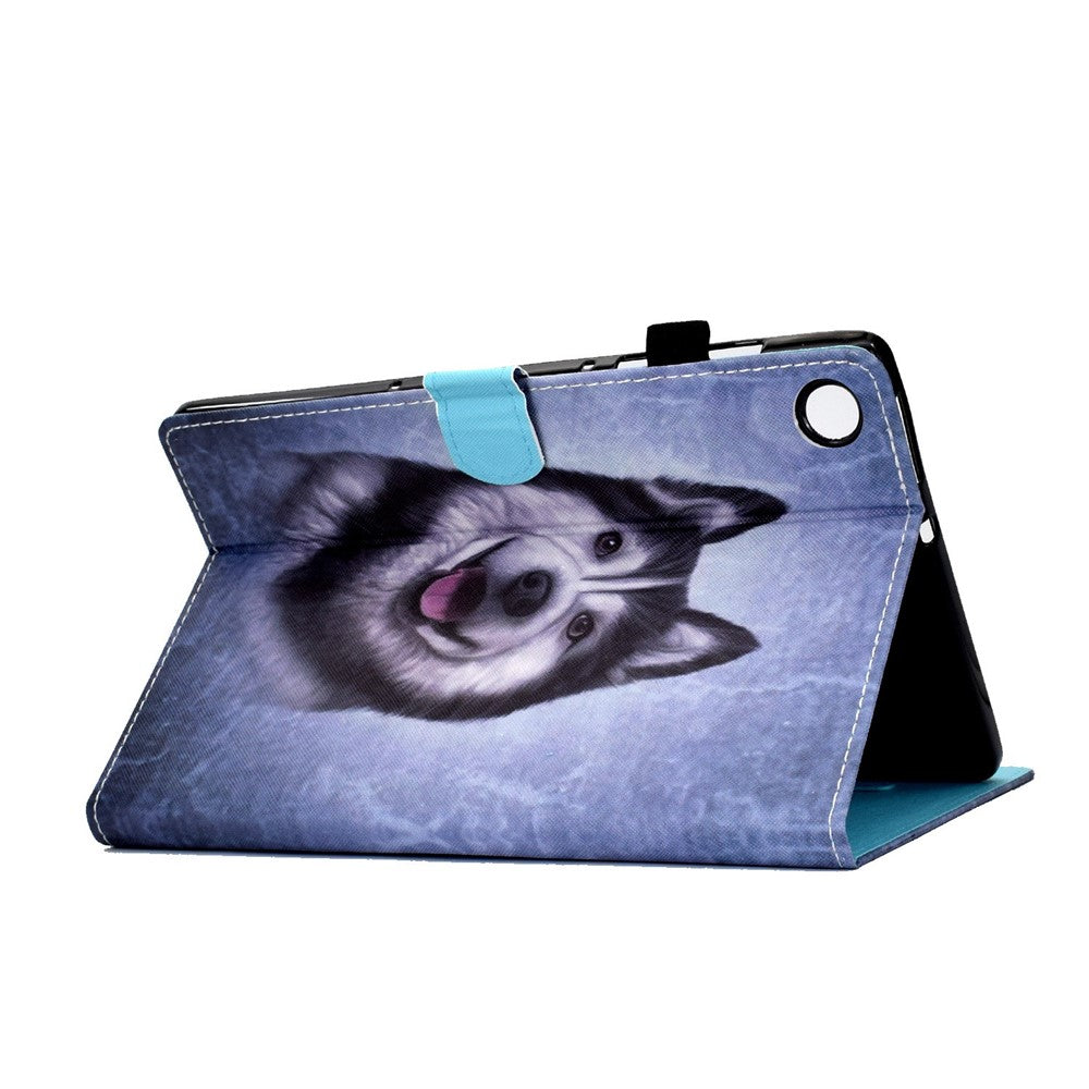 For Lenovo Tab M10 Plus (3rd Gen) / Xiaoxin Pad 2022 10.6 inch PU Leather Smart Auto Wake / Sleep Cover A3 Pattern Printing Stand Card Slots Protective Tablet Case with Pencil Holder - Husky