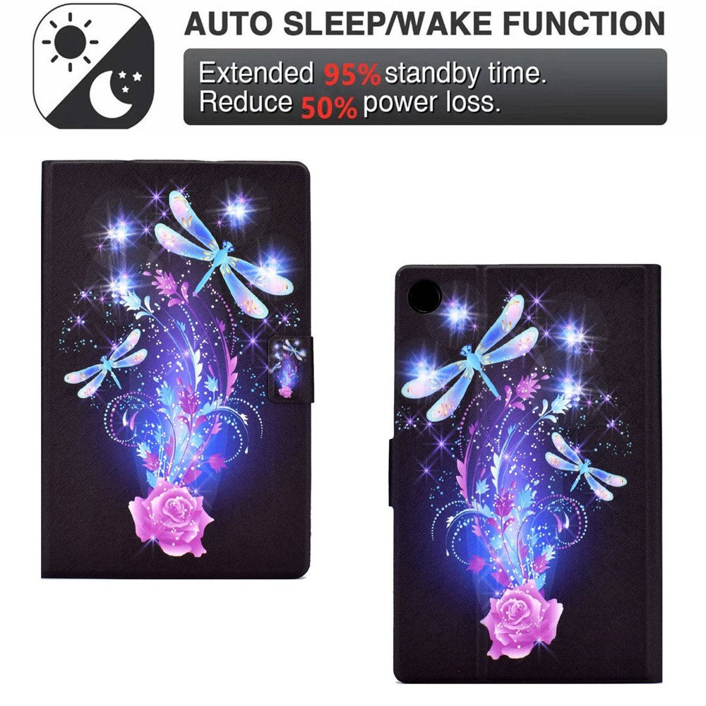 PU Leather Tablet Case for Lenovo Tab M10 (Gen 3) TB-328FU / TB-328XU, Pattern Printing Card Holder Shockproof Cover with Adjustable Stand - Dragonfly