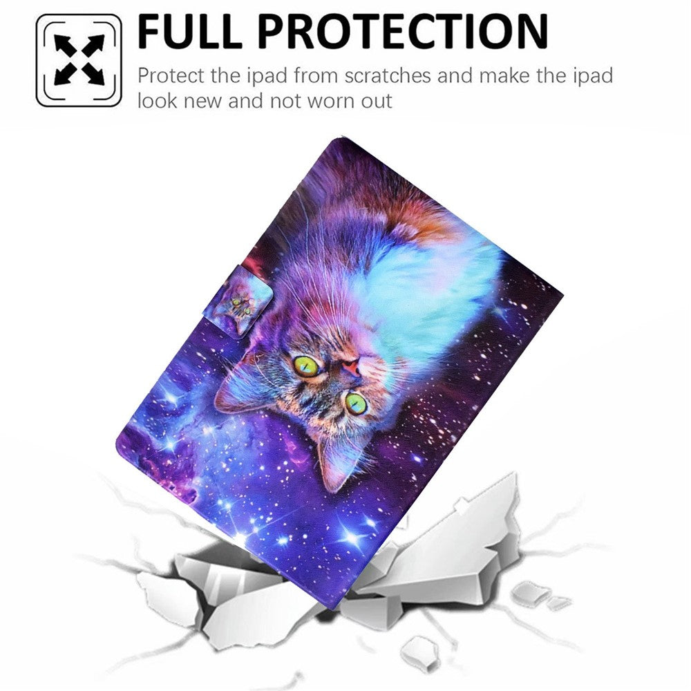 PU Leather Tablet Case for Lenovo Tab M10 (Gen 3) TB-328FU / TB-328XU, Pattern Printing Card Holder Shockproof Cover with Adjustable Stand - Starry Sky / Cat