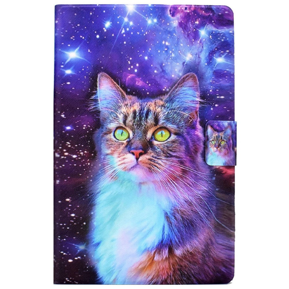 PU Leather Tablet Case for Lenovo Tab M10 (Gen 3) TB-328FU / TB-328XU, Pattern Printing Card Holder Shockproof Cover with Adjustable Stand - Starry Sky / Cat