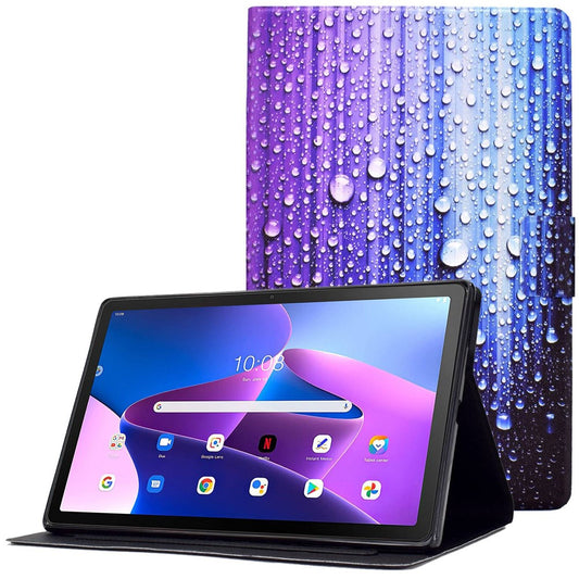 PU Leather Tablet Case for Lenovo Tab M10 (Gen 3) TB-328FU / TB-328XU, Pattern Printing Card Holder Shockproof Cover with Adjustable Stand - Water-drop