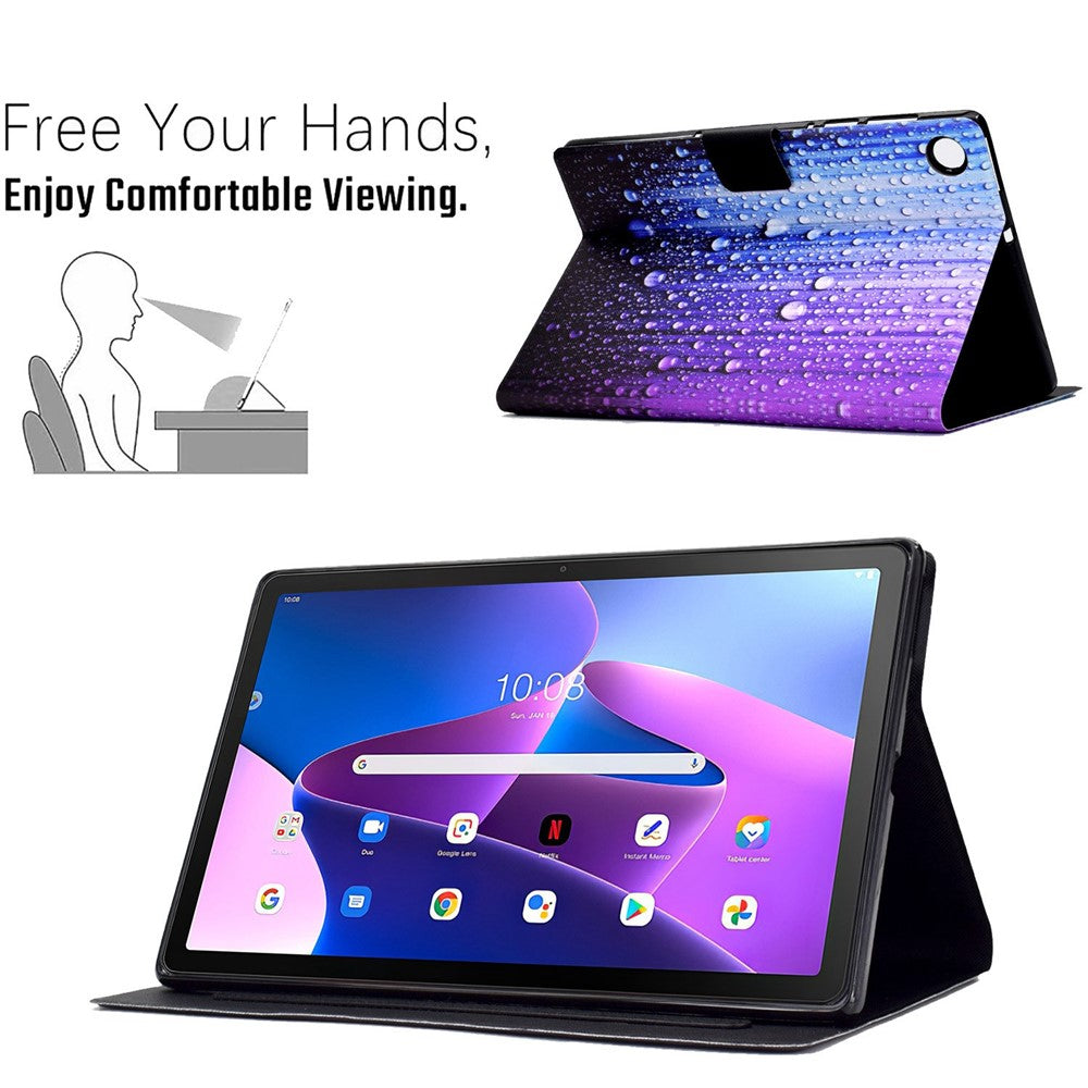 PU Leather Tablet Case for Lenovo Tab M10 (Gen 3) TB-328FU / TB-328XU, Pattern Printing Card Holder Shockproof Cover with Adjustable Stand - Water-drop
