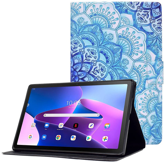 PU Leather Tablet Case for Lenovo Tab M10 (Gen 3) TB-328FU / TB-328XU, Pattern Printing Card Holder Shockproof Cover with Adjustable Stand - Mandala Flower