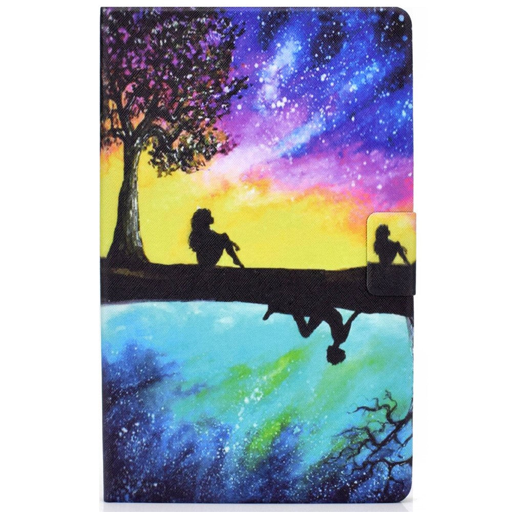 PU Leather Tablet Case for Lenovo Tab M10 (Gen 3) TB-328FU / TB-328XU, Pattern Printing Card Holder Shockproof Cover with Adjustable Stand - Starry Sky / Inverted Image