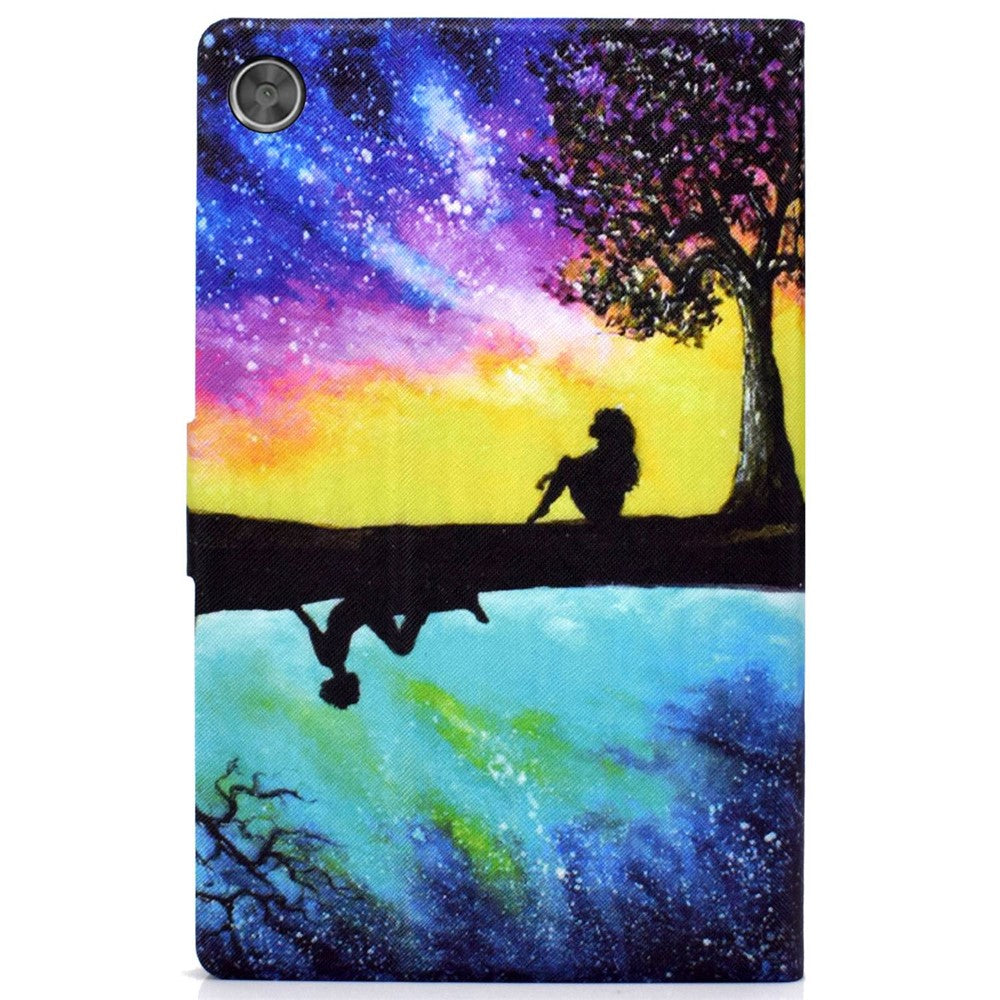 PU Leather Tablet Case for Lenovo Tab M10 (Gen 3) TB-328FU / TB-328XU, Pattern Printing Card Holder Shockproof Cover with Adjustable Stand - Starry Sky / Inverted Image