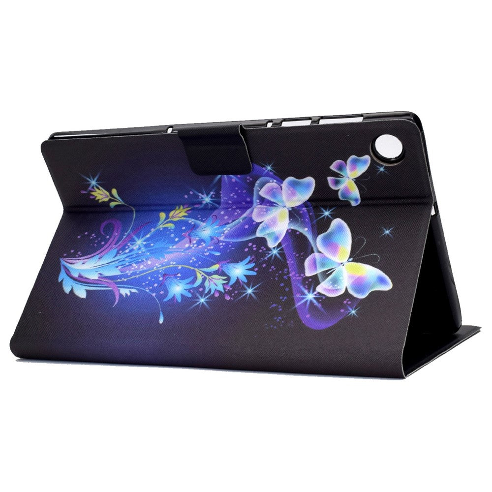 PU Leather Tablet Case for Lenovo Tab M10 (Gen 3) TB-328FU / TB-328XU, Pattern Printing Card Holder Shockproof Cover with Adjustable Stand - Butterfly / Flower