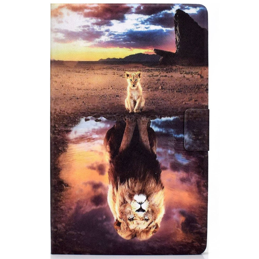 PU Leather Tablet Case for Lenovo Tab M10 (Gen 3) TB-328FU / TB-328XU, Pattern Printing Card Holder Shockproof Cover with Adjustable Stand - Leopard / Lion
