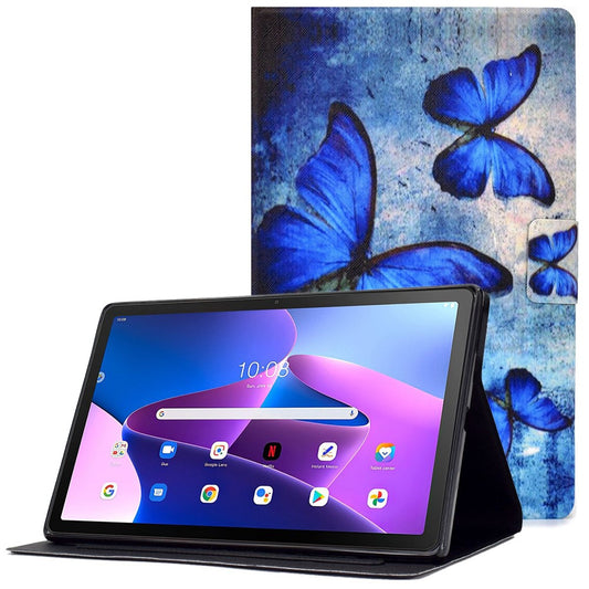 PU Leather Tablet Case for Lenovo Tab M10 (Gen 3) TB-328FU / TB-328XU, Pattern Printing Card Holder Shockproof Cover with Adjustable Stand - Retro Butterfly