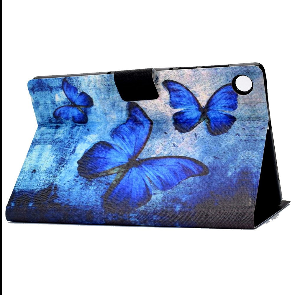 PU Leather Tablet Case for Lenovo Tab M10 (Gen 3) TB-328FU / TB-328XU, Pattern Printing Card Holder Shockproof Cover with Adjustable Stand - Retro Butterfly