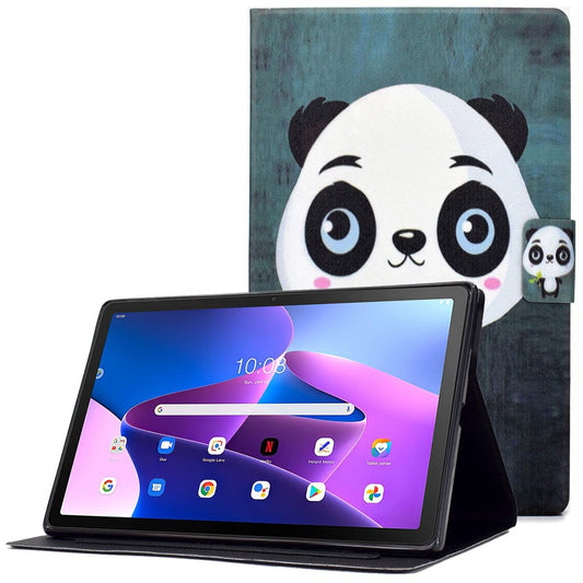 PU Leather Tablet Case for Lenovo Tab M10 (Gen 3) TB-328FU / TB-328XU, Pattern Printing Card Holder Shockproof Cover with Adjustable Stand - Panda