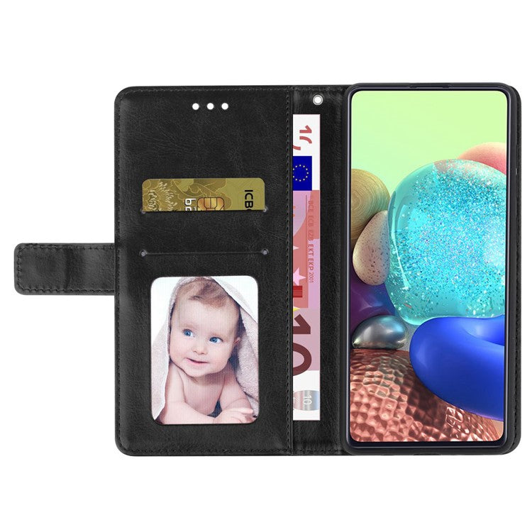Shockproof Phone Case For Oppo A57 4G / A57s 4G / A57 (2022) 5G / A77 5G / 4G / Realme Narzo 50 5G, HT01 Wallet Stand Imprinted Y-Shaped Lines PU Leather Cover with Strap - Black